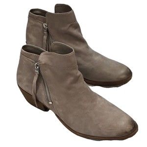 Sam Edelman Packer Bootie Ankle Boot Gray Taupe Leather 1.75" Heel Women’s 10.5